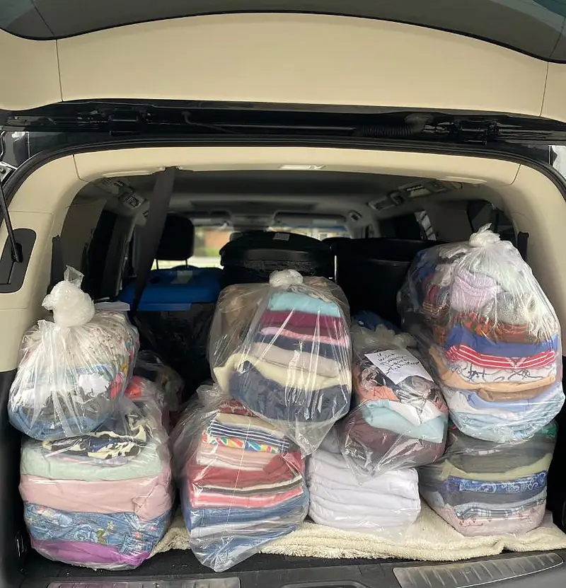 Folded laundry bags ready for delivery in Orlando